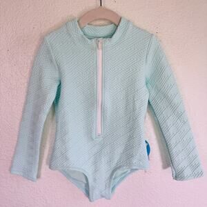 WET Swimwear Girl 6Y Textured Long Sleeve One Piece Swimwear Rash Guard NEW Mint